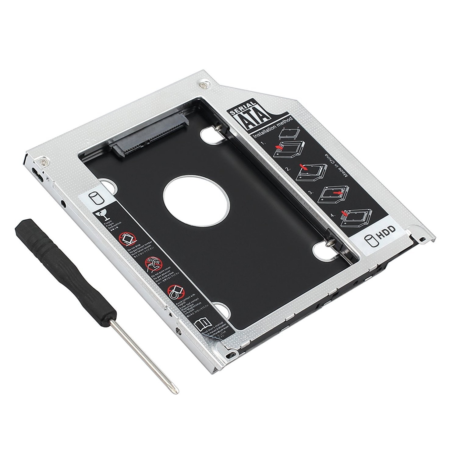 2nd 2.5»HDD SSD Hard Drive Caddy Tray Replacement for AP9.5, Silver 9.5mm