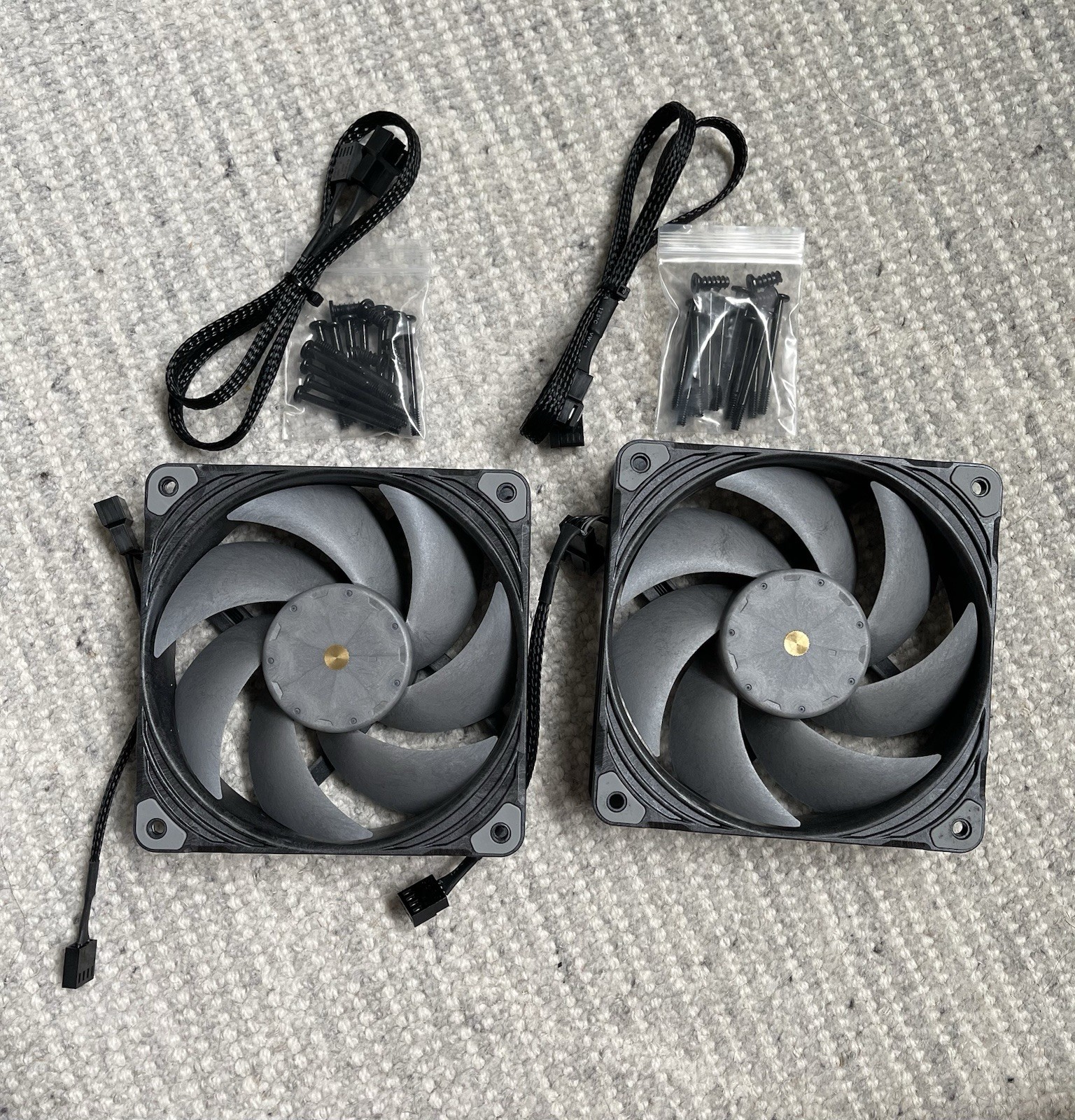 Two LIGHTLY USED Phanteks T30-120 Premium High Performance PWM Computer Fans