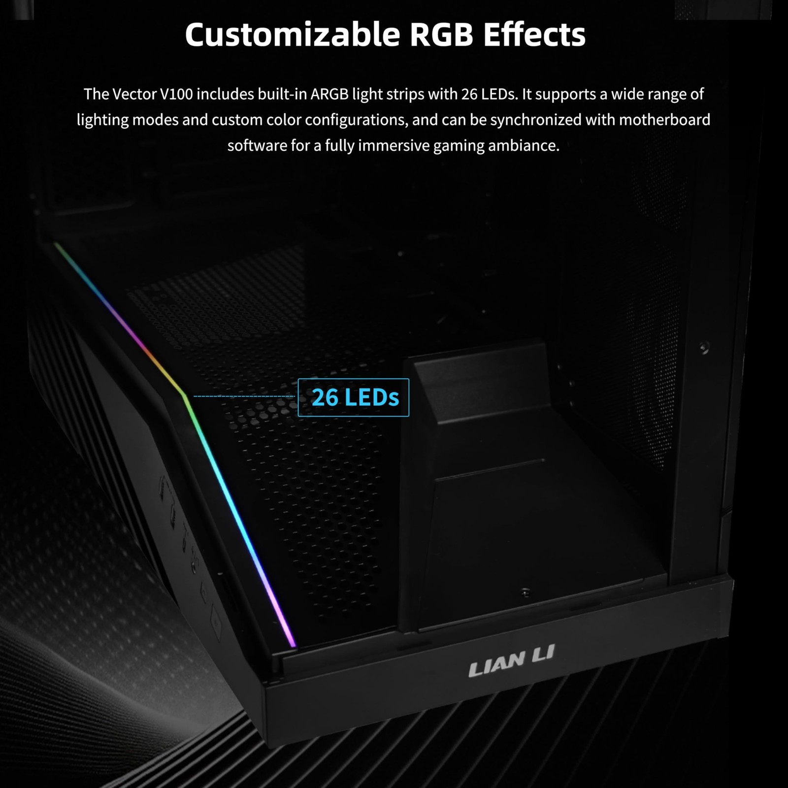 Lian Li V100 ATX Mid-Tower PC Case, 4 x 120mm ARGB PWM Fans Pre-Installed, LE…