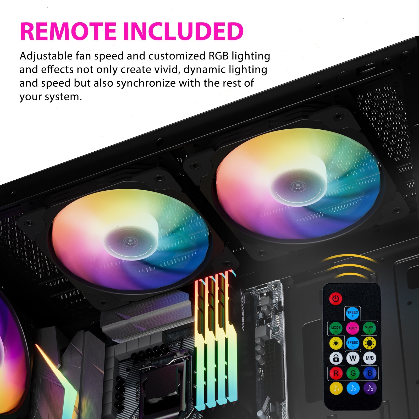 Vetroo SA-140 Black 140mm Addressable RGB & PWM PC Cooling Fans