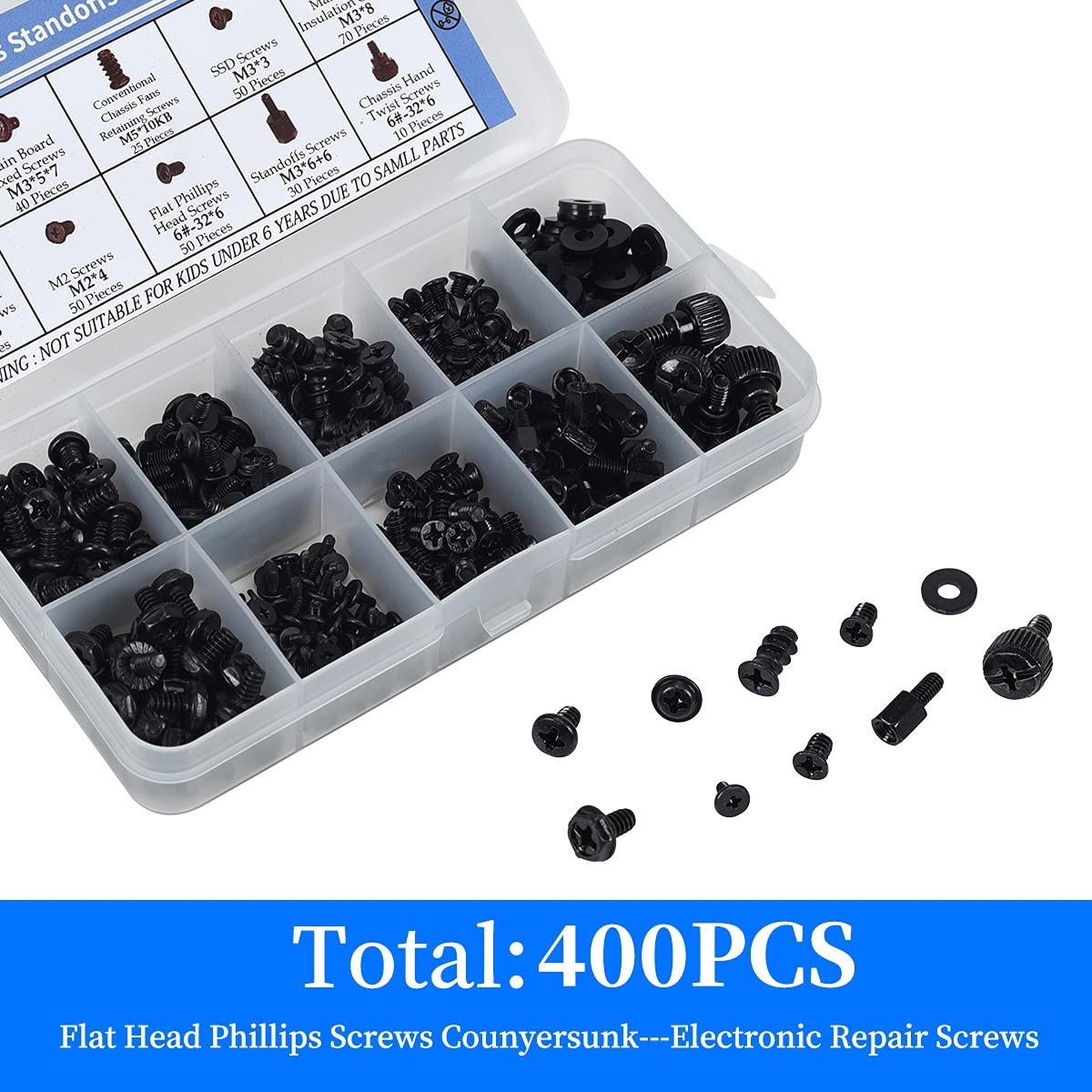 400PCS Computer Screws Motherboard Standoffs Assortment Kit for Universal Mot…