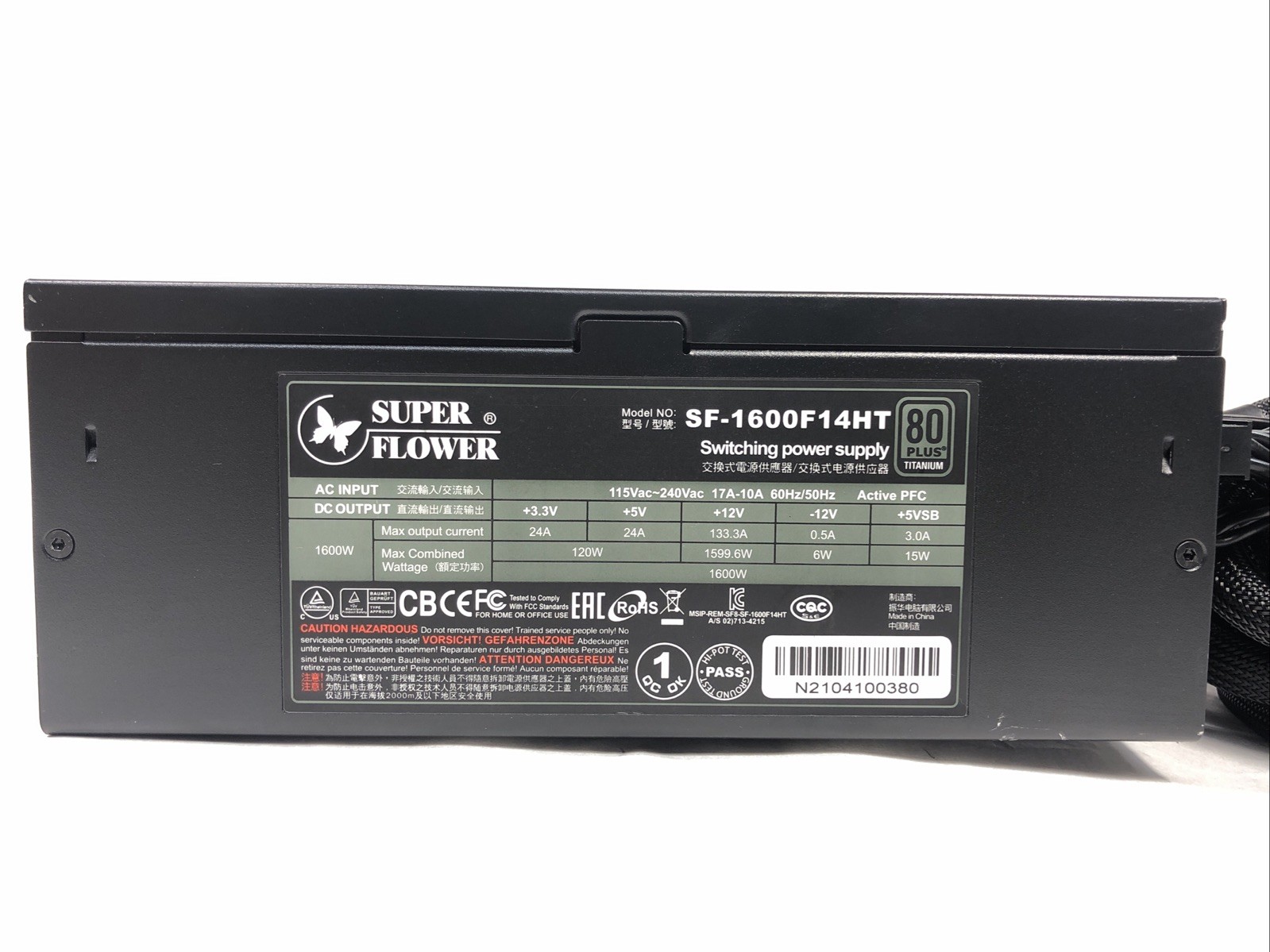 Super Flower Leadex Titanium 1600W 80+ ATX 3.1 Modular SF-1600F14HT Power Supply