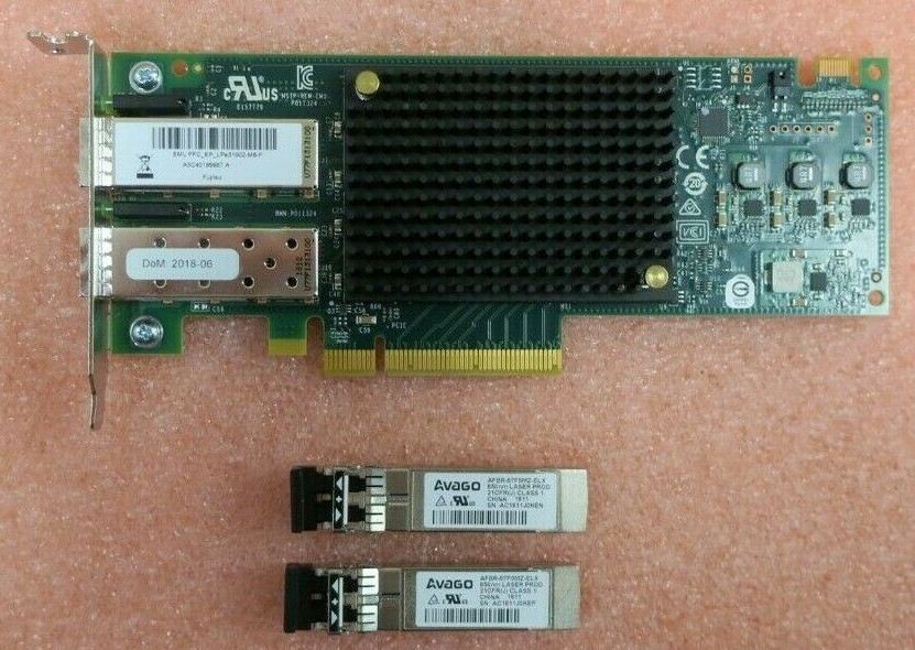 Fujitsu LPe31002 Dual Port 16Gb Fibre Channel HBA+2x SFP S26361-F5596-E202 HH
