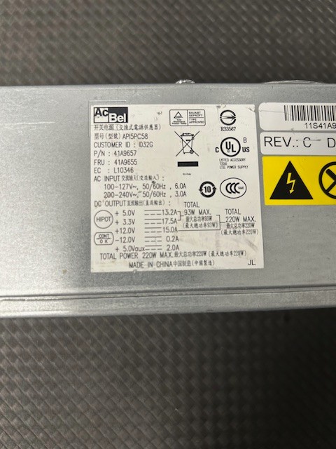 IBM Corporation Thinkcentre A53 A55 A60 220W Power Supply 41A9655 AP15PC58