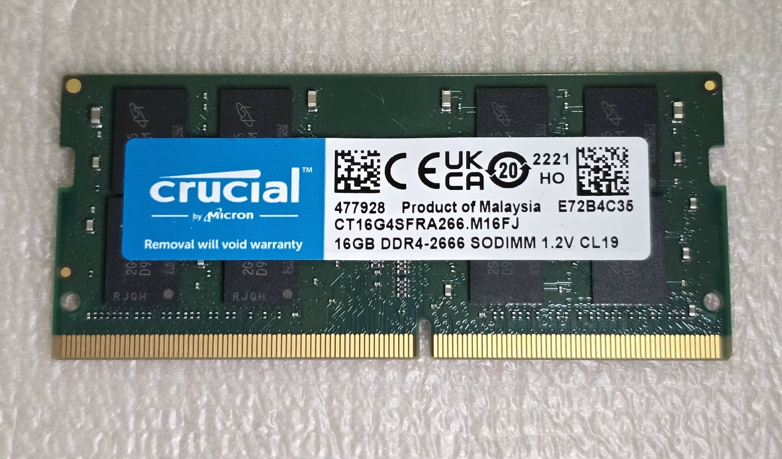CRUCIAL 32GB (2x 16GB) DDR4 2666Mhz Laptop RAM Kit (CT16G4SFRA266.M16FJ)