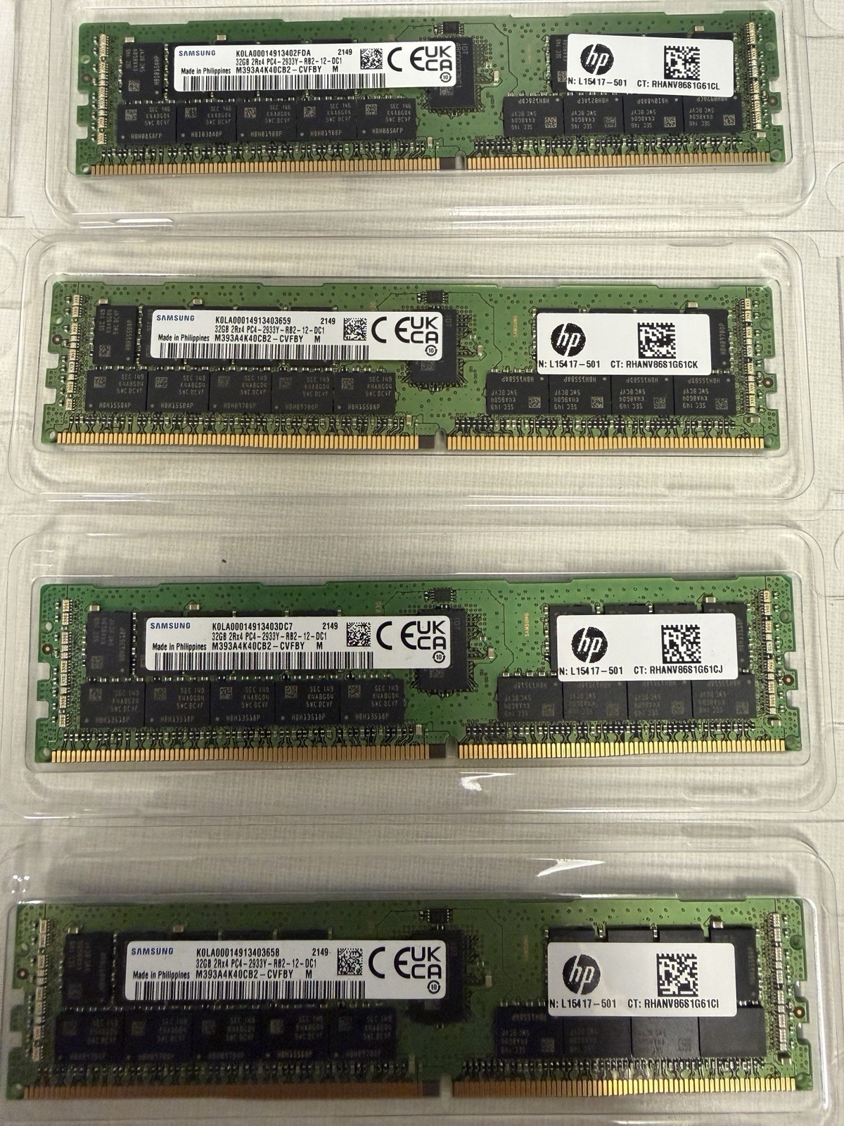 Samsung HP 128GB 4x32GB DDR4-2933 PC4-2933Y ECC Registered RDIMM Server RAM