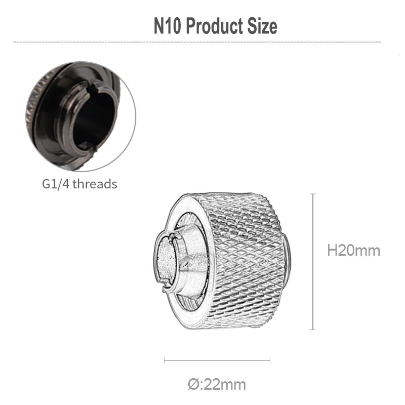 Metal Quick Connect Water Cooling Hose Fitting 8mm 10mm Copper Compatible DIY