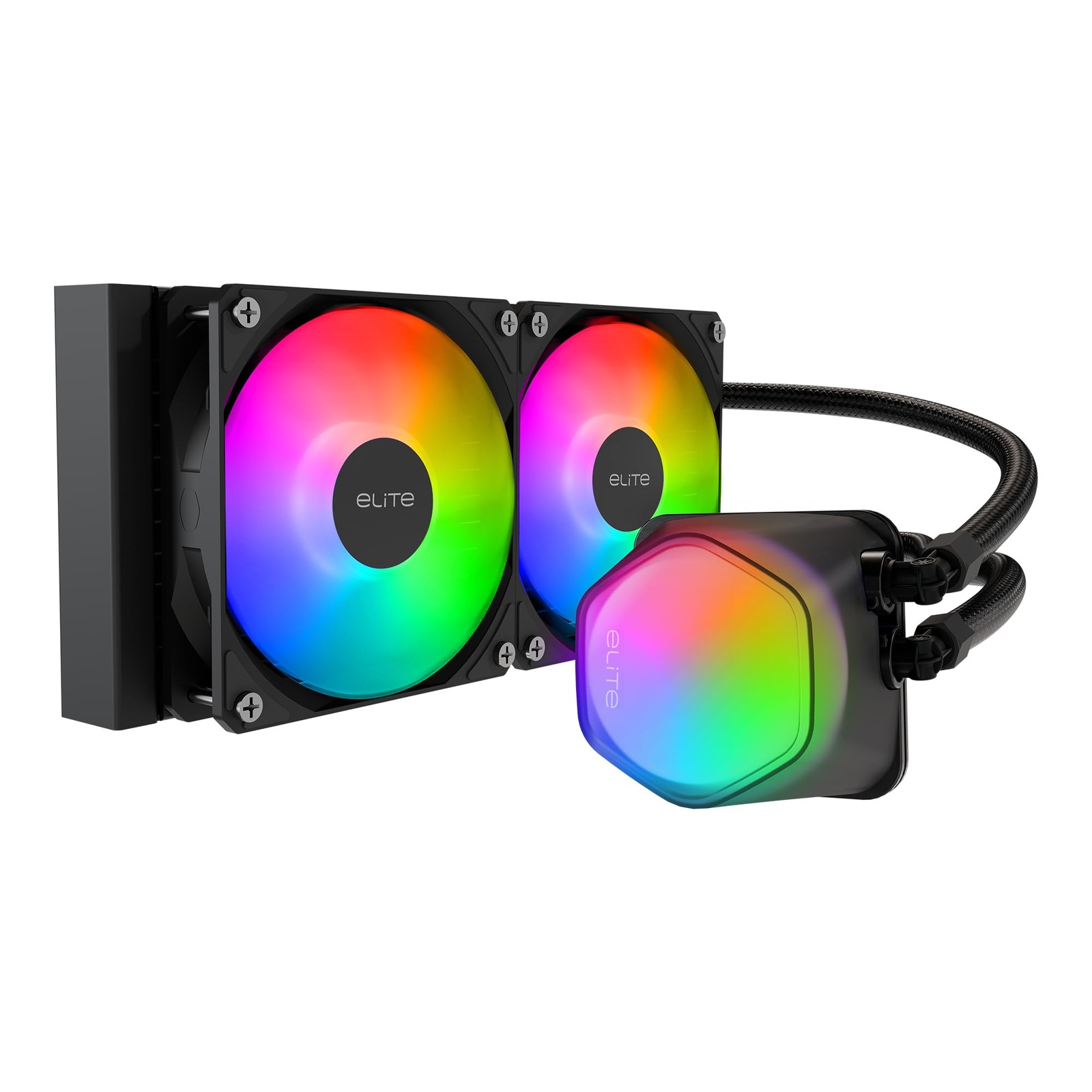 Cooler Master Elite Liquid 240 CPU AIO Cooler – 240mm Radiator, 2X ARGB PWM F…