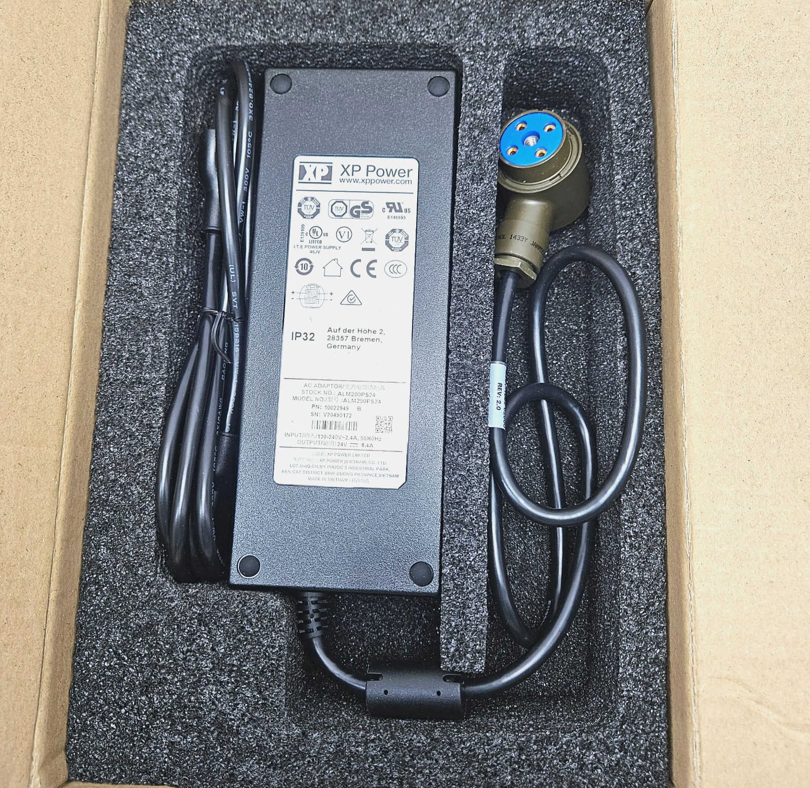 XP Power ALM200PS24 24V Single Unit Power Supply AC Adaptor