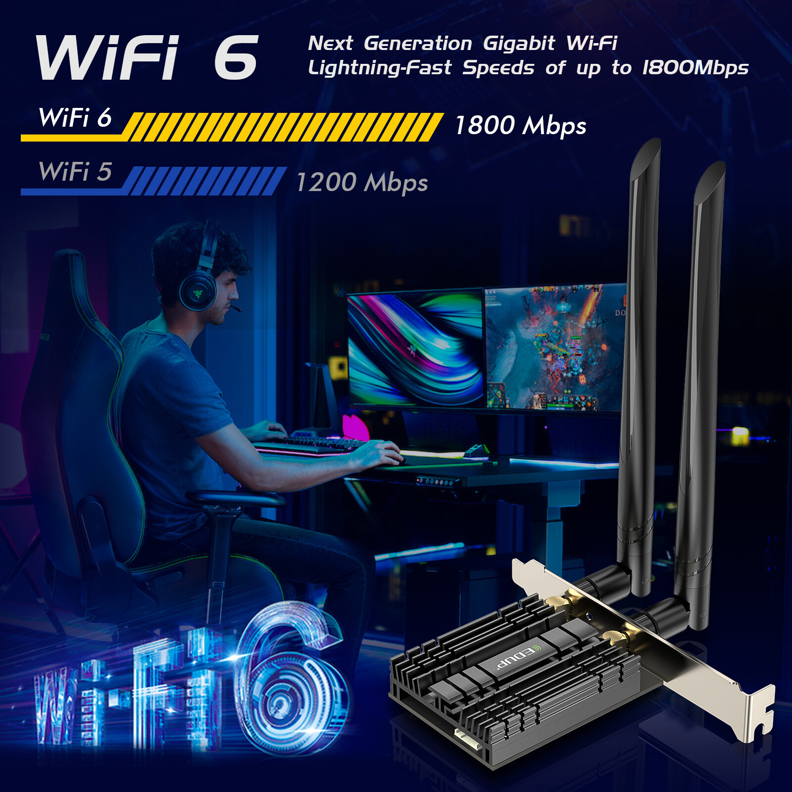 WiFi 6 Bluetooth Desktop PC Wireless Adapter Windows 11 Online Game Network Card