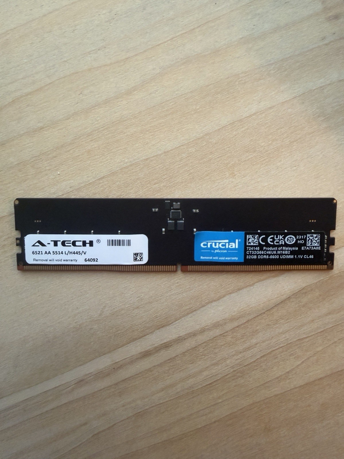 Crucial 32GB DDR5-5600 Desktop RAM UDIMM CT32G56C46U5 PARTS/REPAIR READ