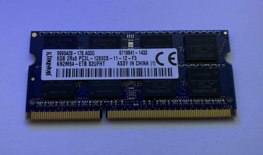 Kingston KN2M64-ETB 8GB PC3L-12800S DDR3-1600 SODIMM 2Rx8 1.35V Laptop Memory