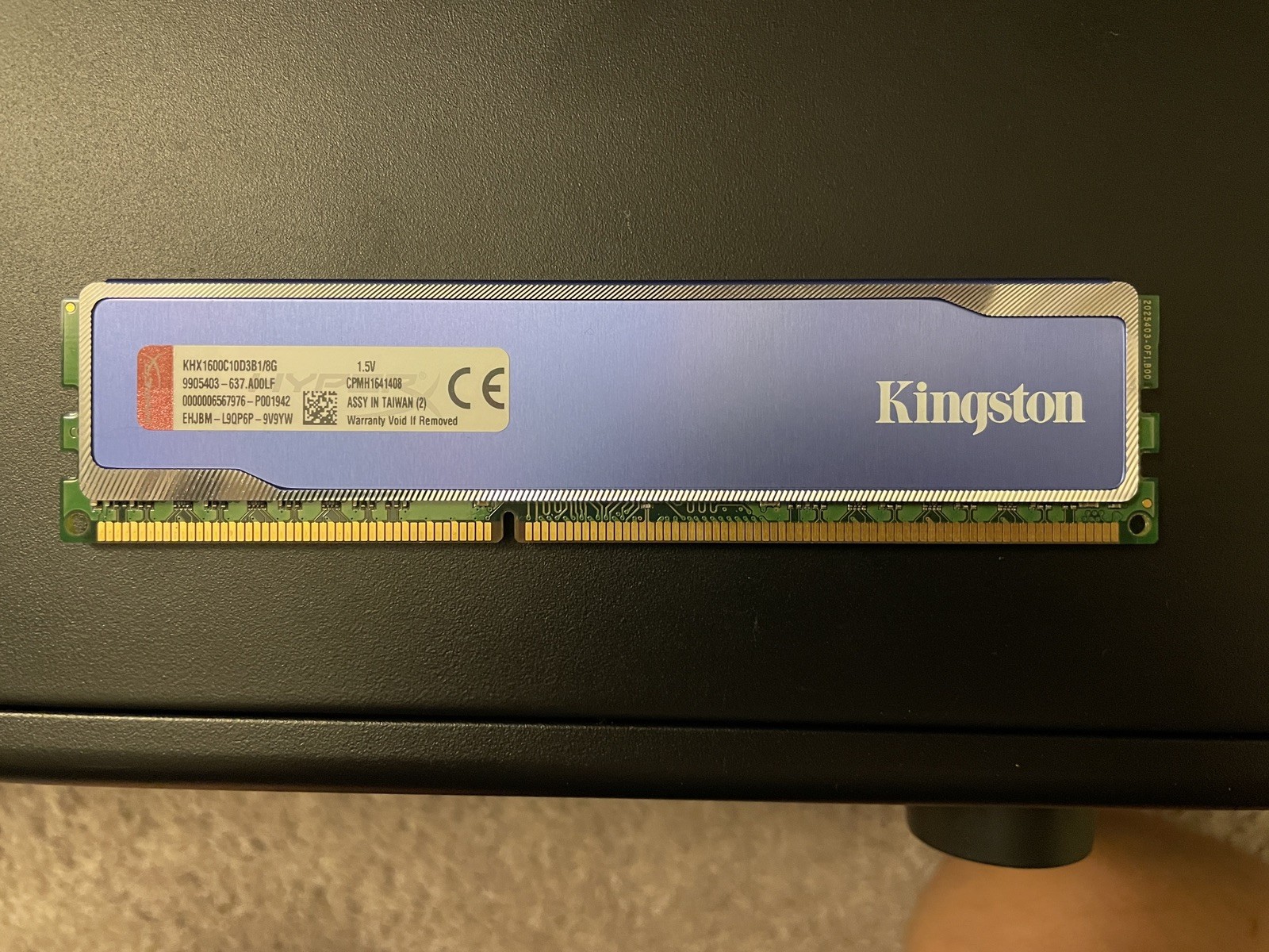 Kingston HyperX Blu 8 GB (1 x 8GB) DIMM DDR3-1600 RAM Memory KHX1600C10D3B1/8G