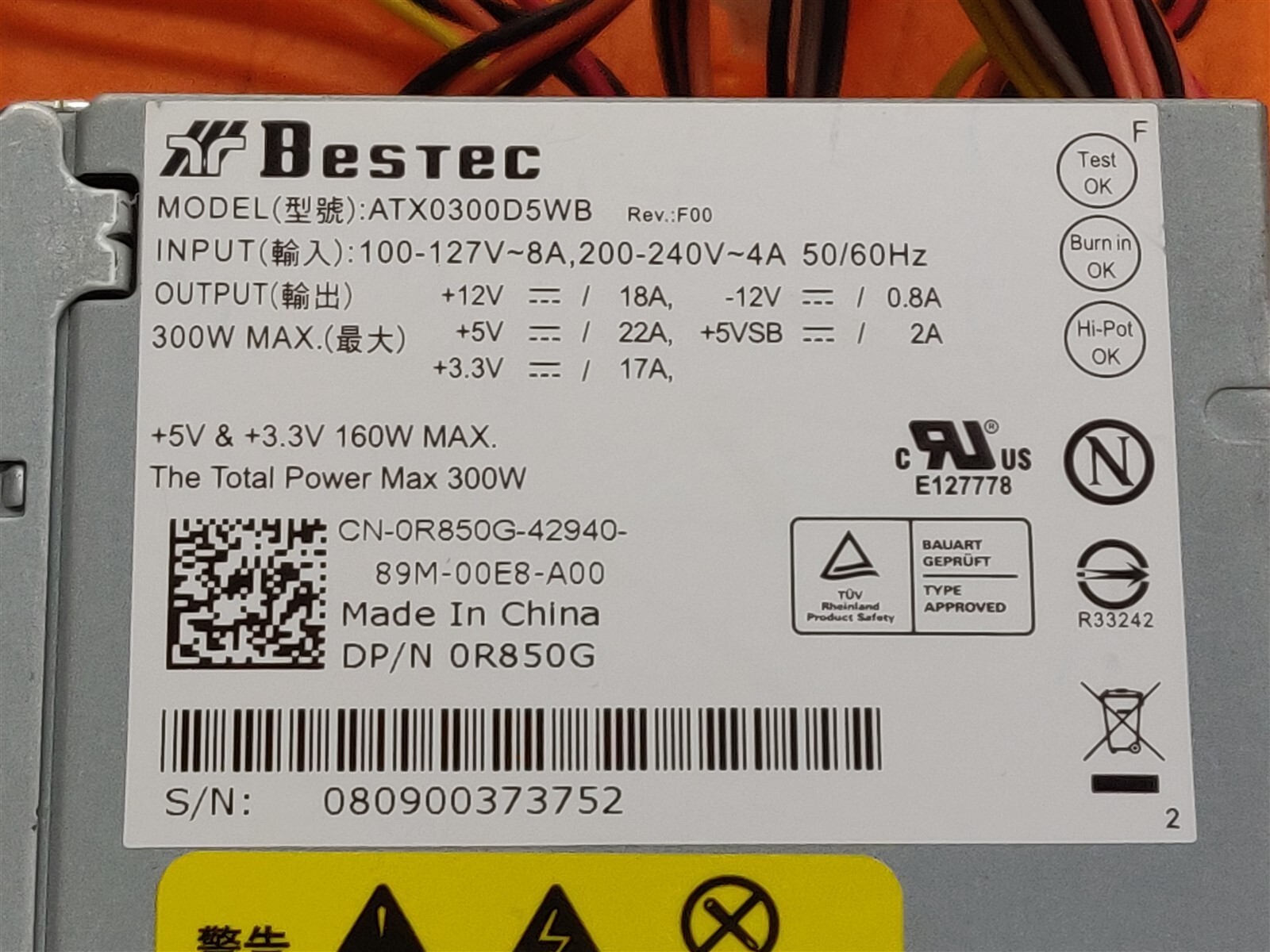⭐️⭐️⭐️⭐️⭐️ Desktop PC Power Supply Bestec ATX0300D5WB REV A00 160W