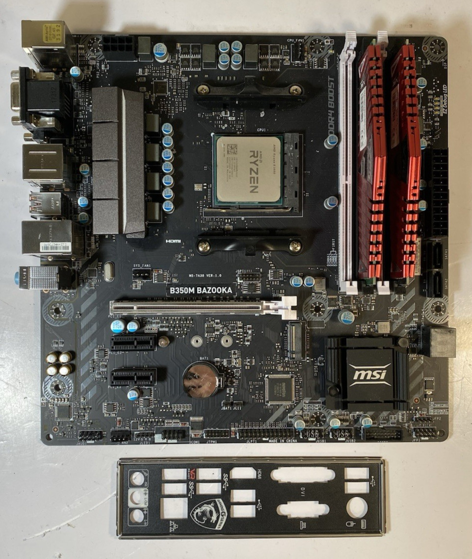 MSI B350M BAZOOKA MicroATX Motherboard w/ IO Shield + Ryzen 5 1400 + 16GB RAM
