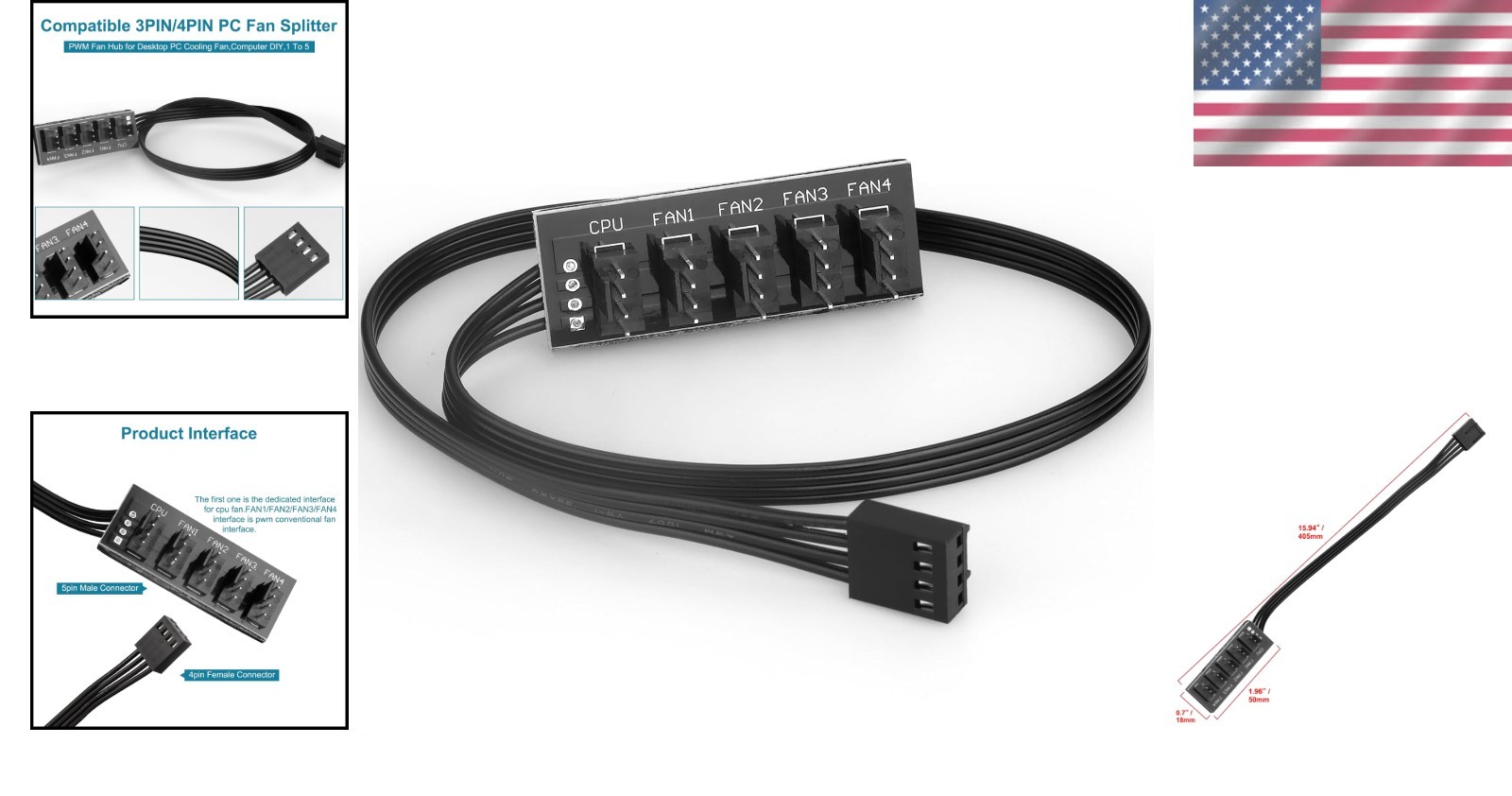 Compact Adhesive 3PIN/4PIN Fan Splitter Hub for Neat PC DIY Installations