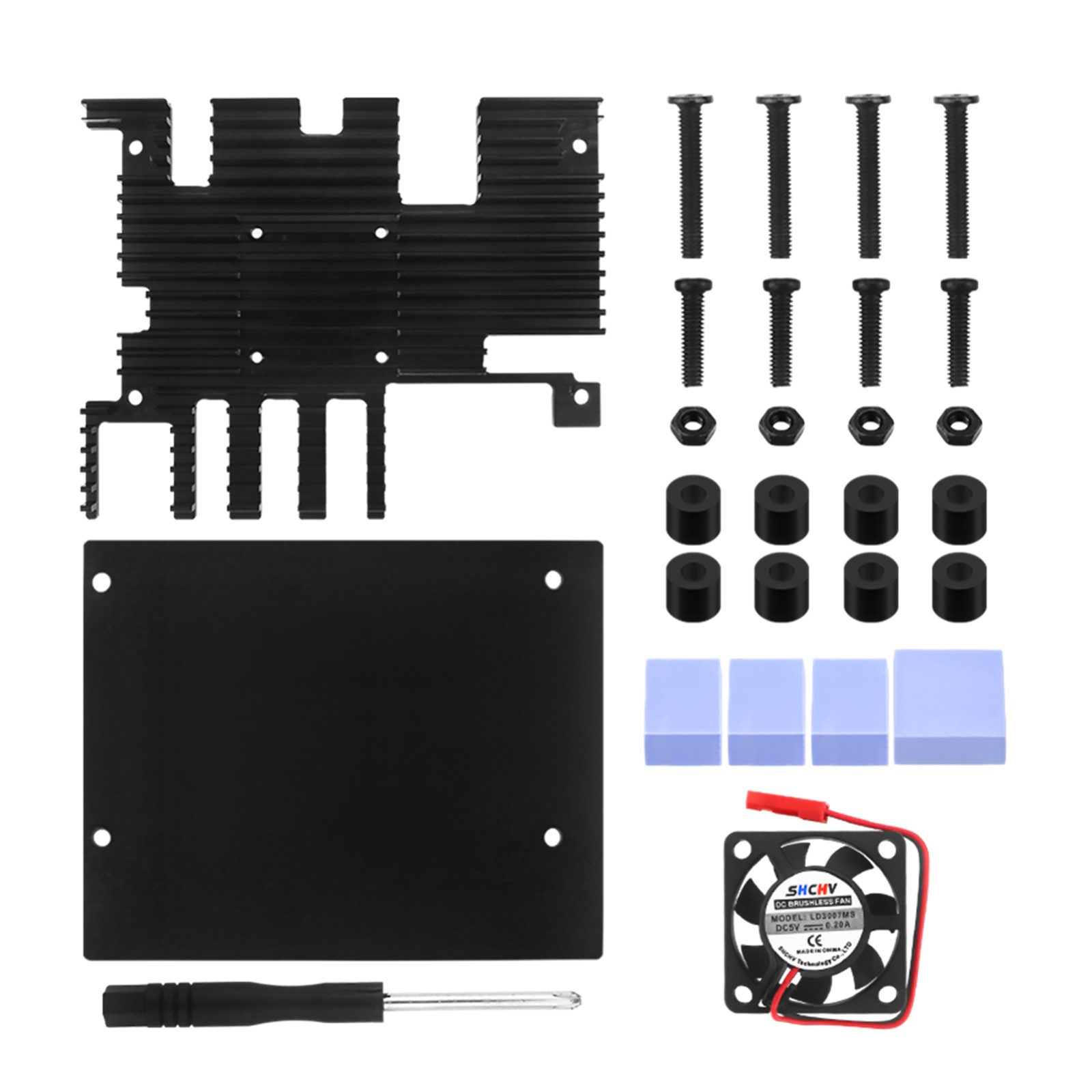 Aluminum Alloy Housing Case Shell with Cooling Fan&Heatsink For Orange Pi 5 Plus