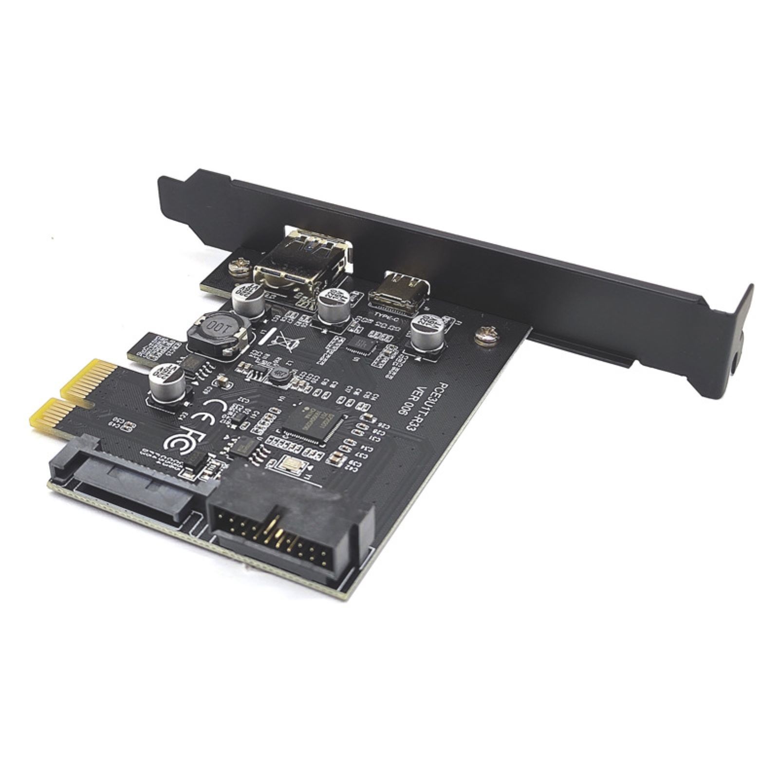 PCI-E to USB 3.2 Gen1 5Gbps 19PIN Expansion Card Adapter 2-Port Type C & Type A