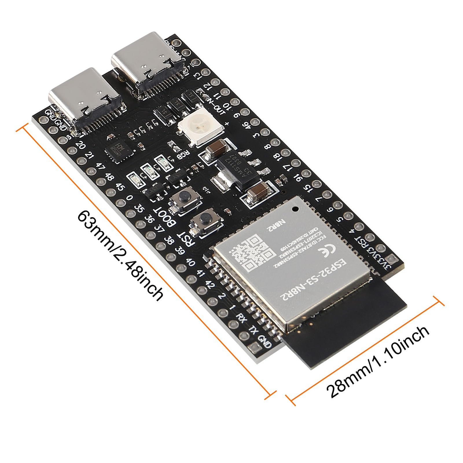 2PCS ESP32 ESP32-S3 Development Board Type-C WiFi+Bluetooth Internet of Thing…