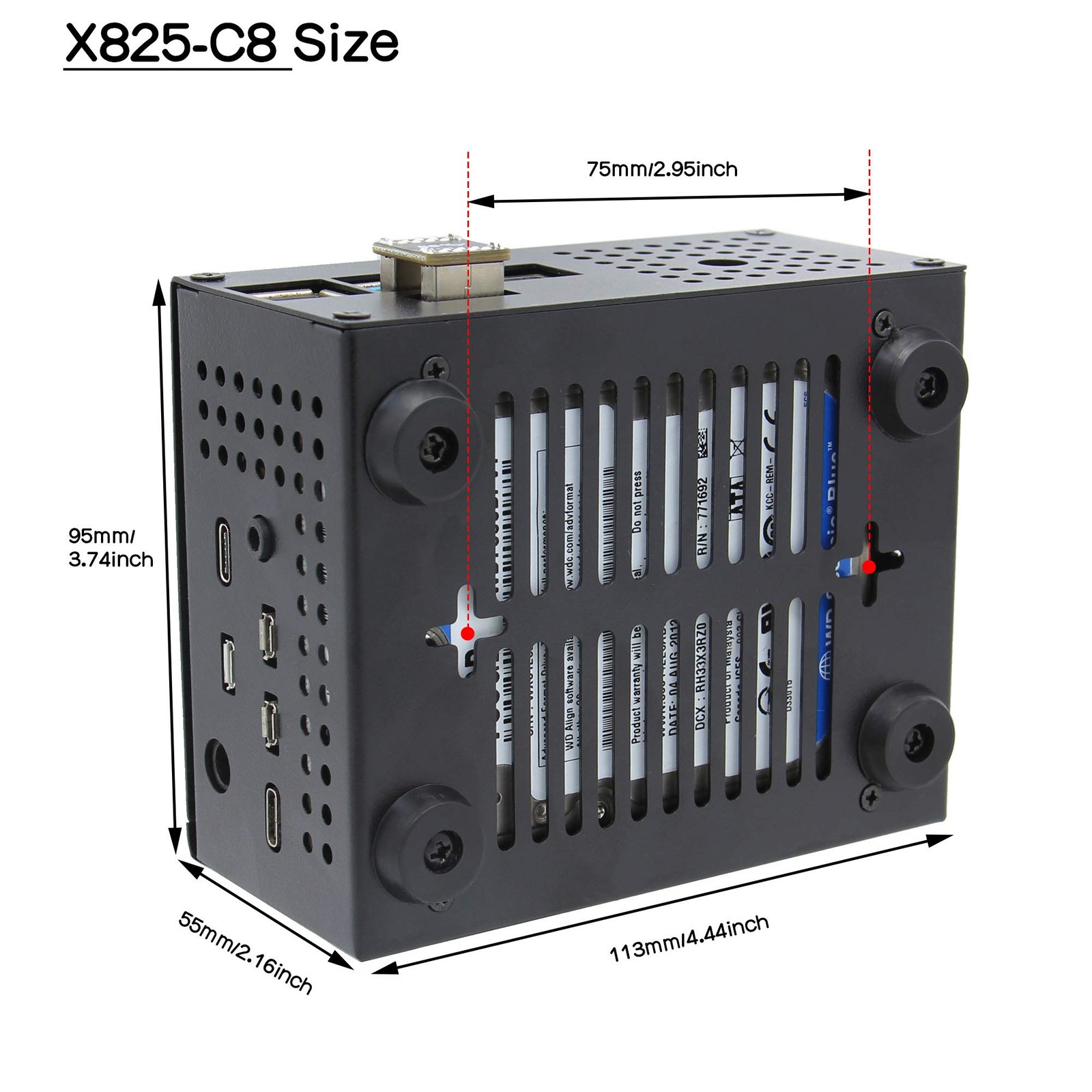 X825C8 V2.0 Metal Case Power Switch Cooling Fan For Raspberry Pi 4 Model B