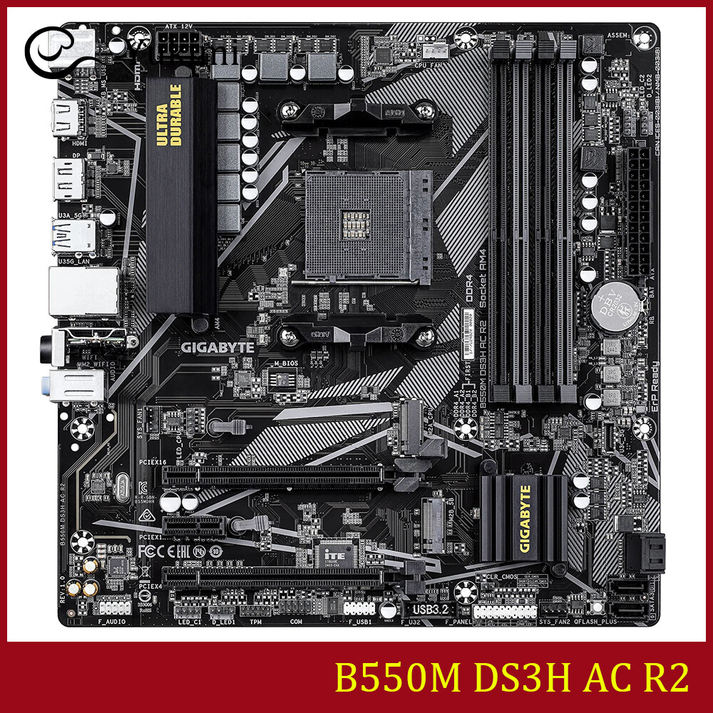 FOR GIGABYTE B550M DS3H AC R2 DDR4*4 AMD AM4 HDMI DP 128GB Micro ATX Ｍotherboard