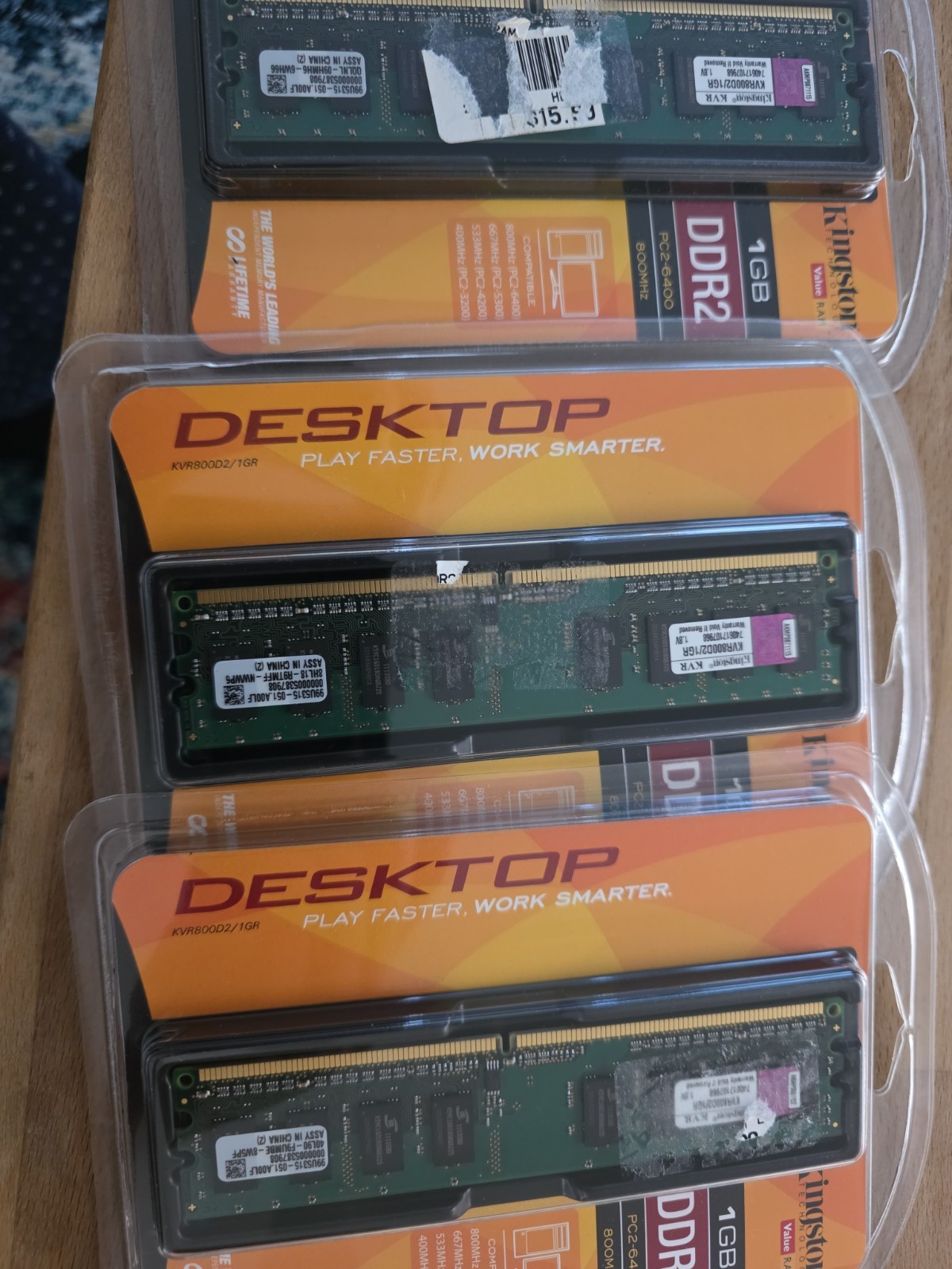 (5) FIVE Kingston 1GB DDR2 PC2-6400 800MHz