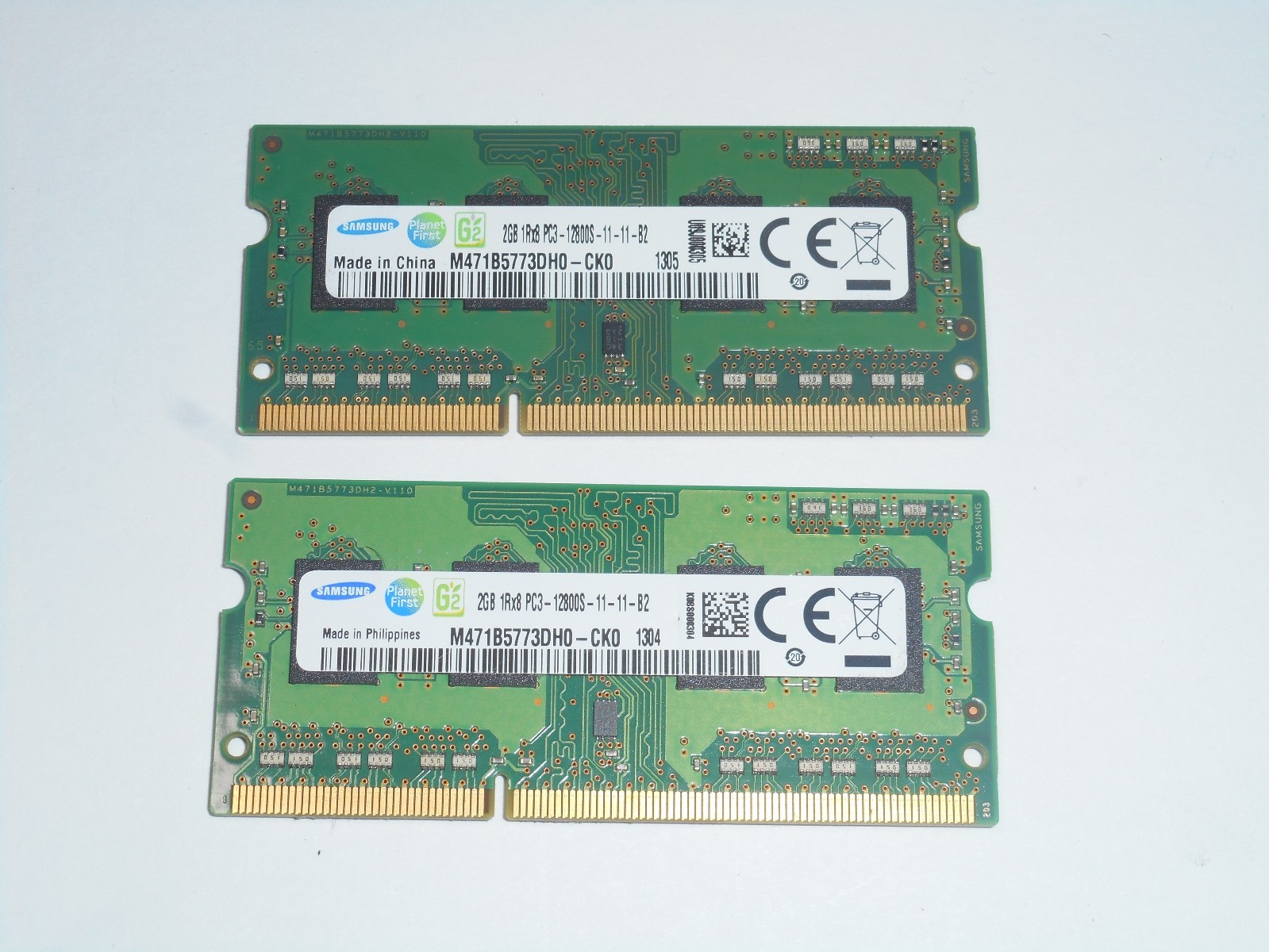 Samsung 2 X 2GB 1Rx8 PC3-12800S DDR3 Memory M471B5773DH0-CK0