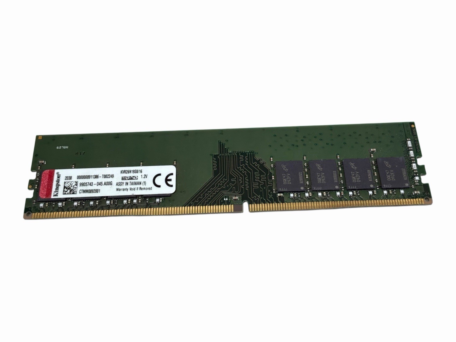 Kingston 16GB DDR4-2666 1Rx8 Desktop RAM UDIMM KVR26N19S8/16
