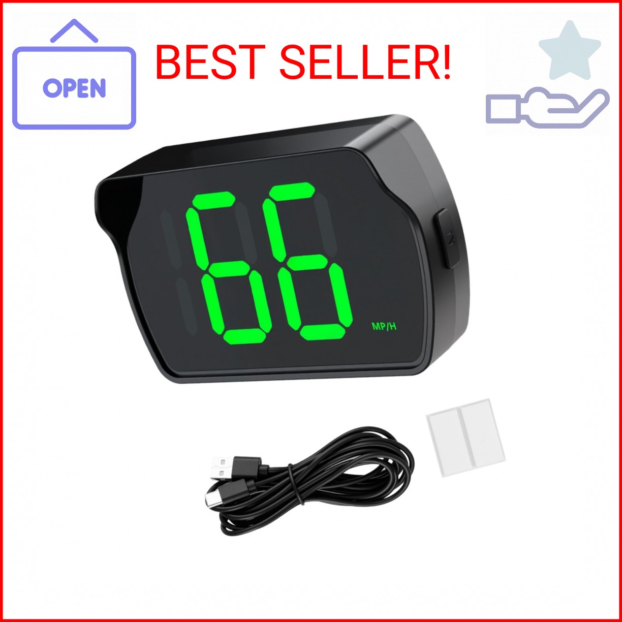 GUGUMO GPS Digital Speedometer for Car, Universal HUD Speed Meter with Large LED
