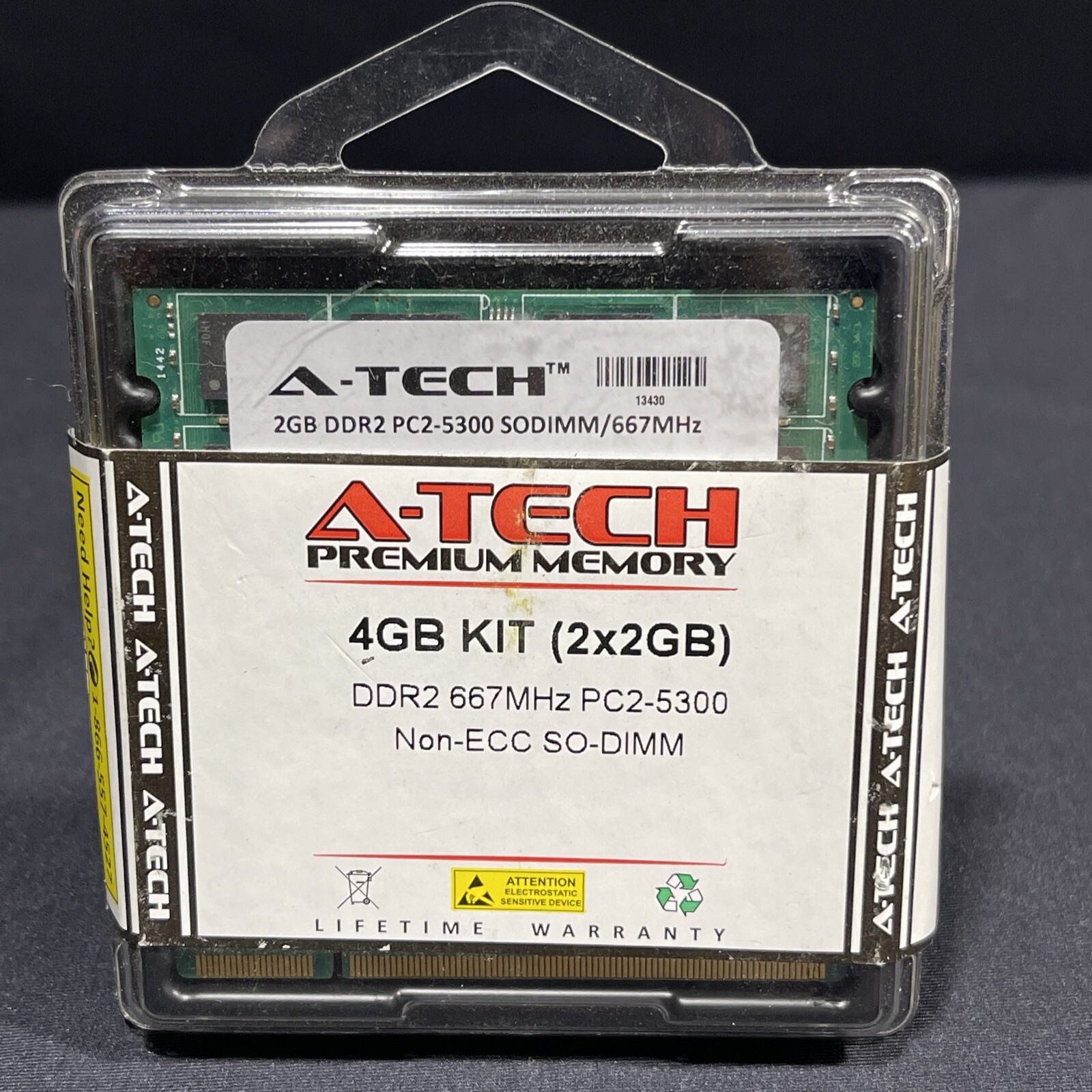 A-Tech 4GB 2x 2GB PC2-5300 Desktop DIMM DDR2 667 MHz Non-ECC Memory RAM 5300U 4G