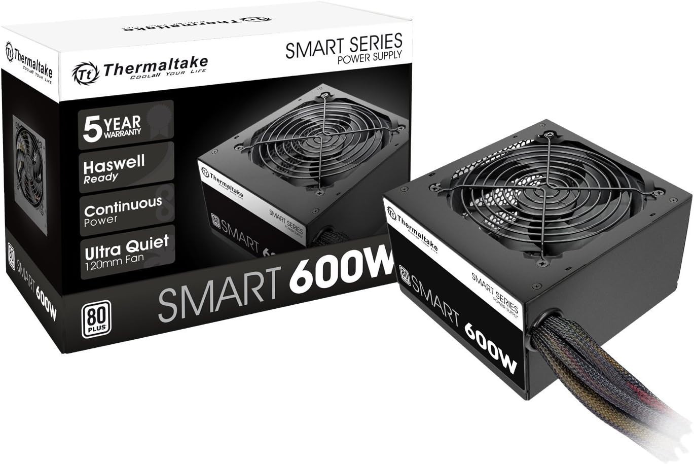 Thermaltake SMART 600W ATX 12V V2.3EPS 80 Plus Certified Active PFC Power Supply