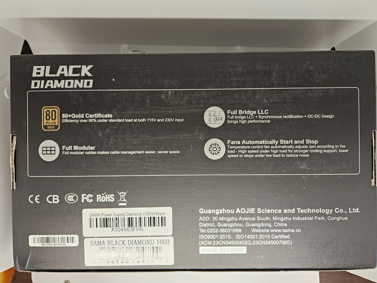 SAMA Black Diamond 1000W 80plus Gold ATX Power Supply 80Plus Gold Modular Silent