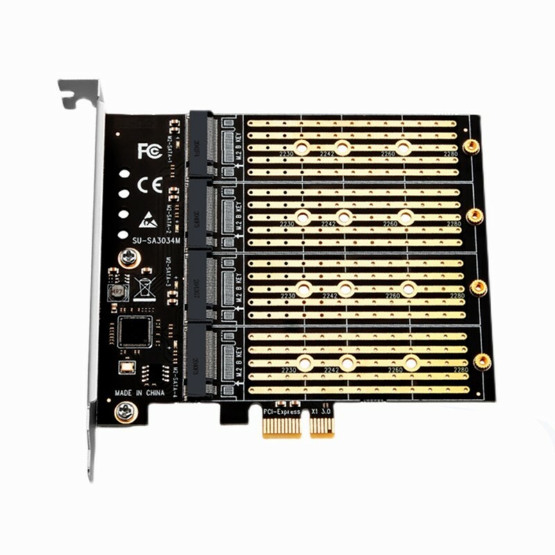 PCIE to M.2 Mining Expansion Card PCI Express X1 to 4 Ports M.2 Sata SSD Adapter