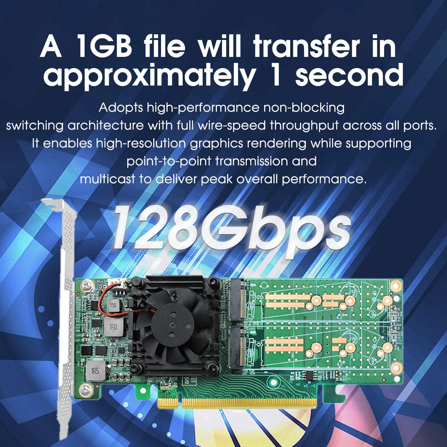 PCIe 3.0 X16 to Quad M.2 NVMe SSD Swtich Adapter Card for Servers