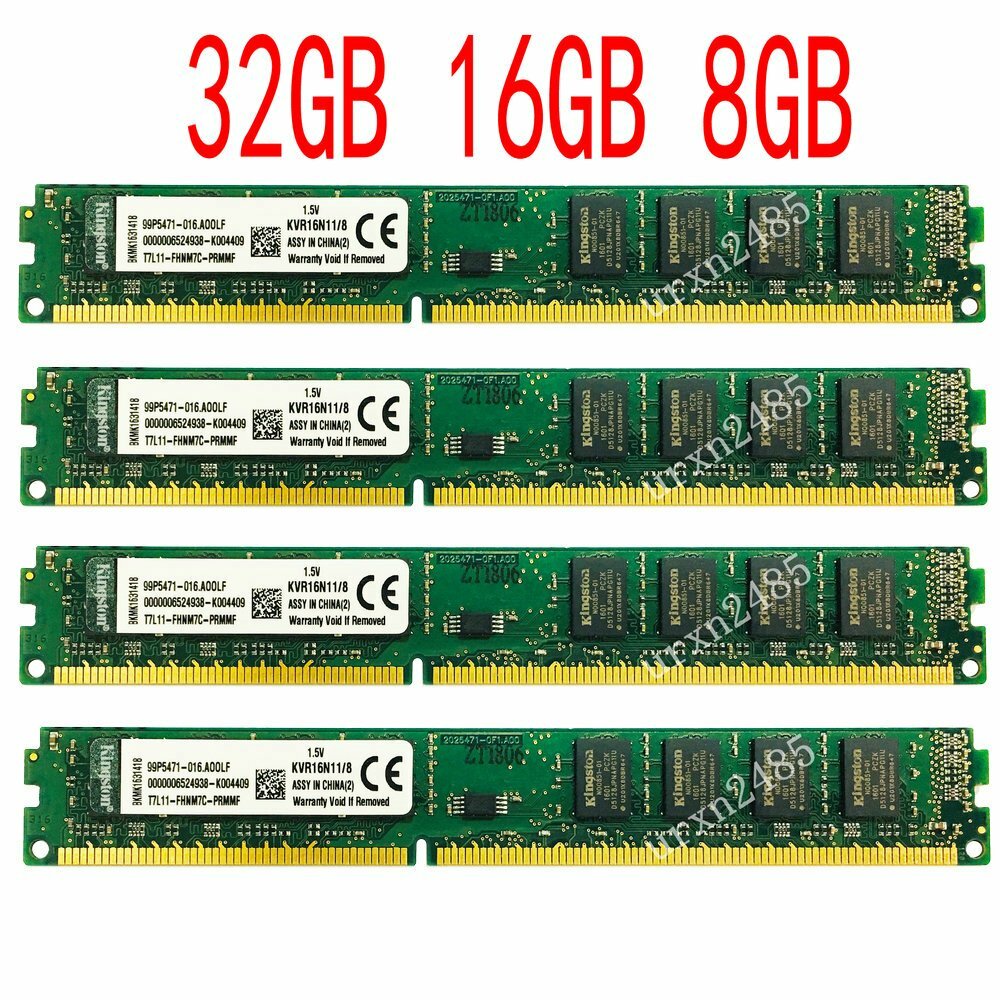 Kingston 32GB 16GB 8GB 2GB PC3-12800 DDR3 1600Mhz KVR16N11/8 Desktop RAM LOT AB