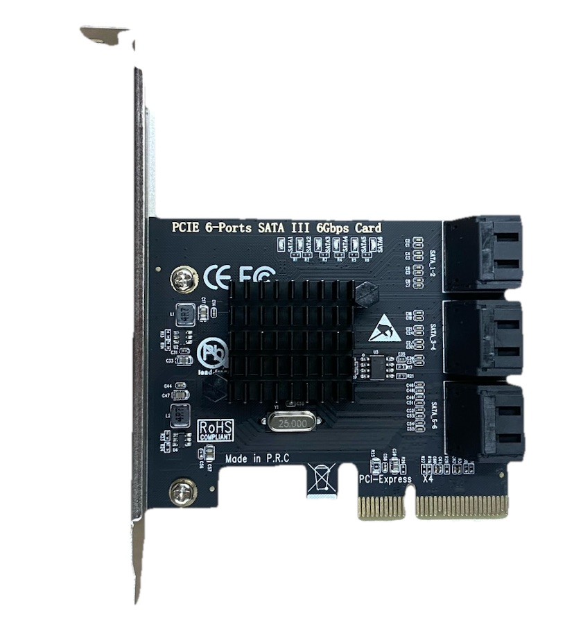PCIE to 6-Ports 6Gbps Max Speed SATA III Expansion Card for Desktop PCs, Plug…