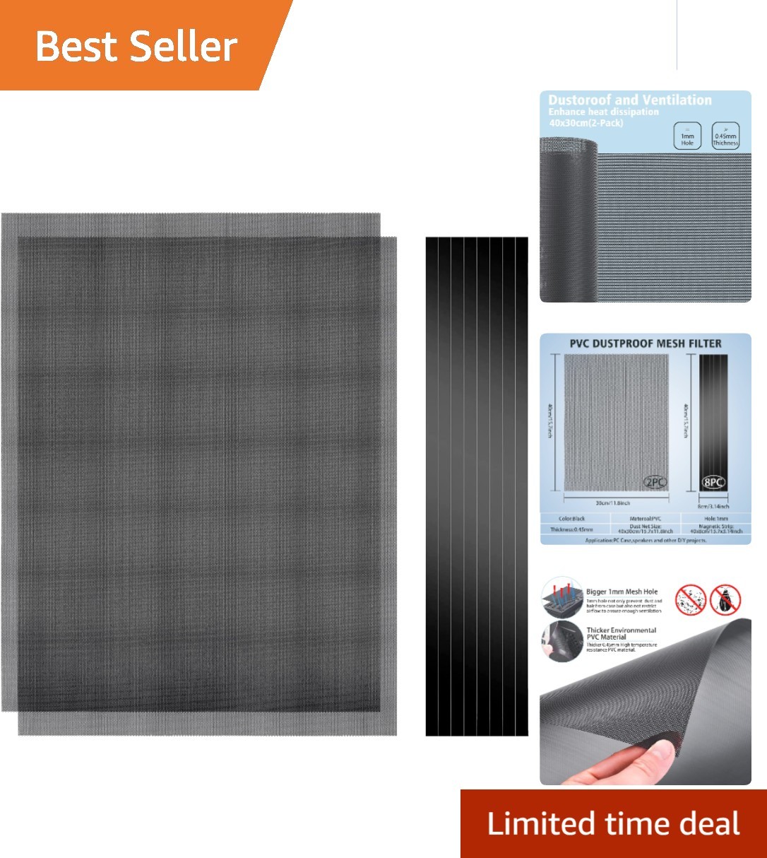 Customizable 400x300mm Magnetic Dust Filter – Easy Installation for PCs