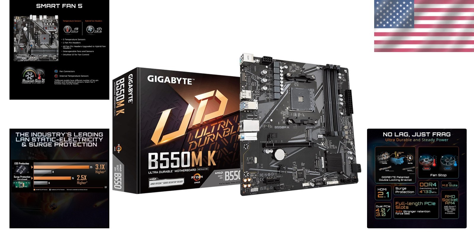 B550M K AMD AM4 Micro-ATX Motherboard: Supports Ryzen 5000, Dual M.2, PCIe 4.0