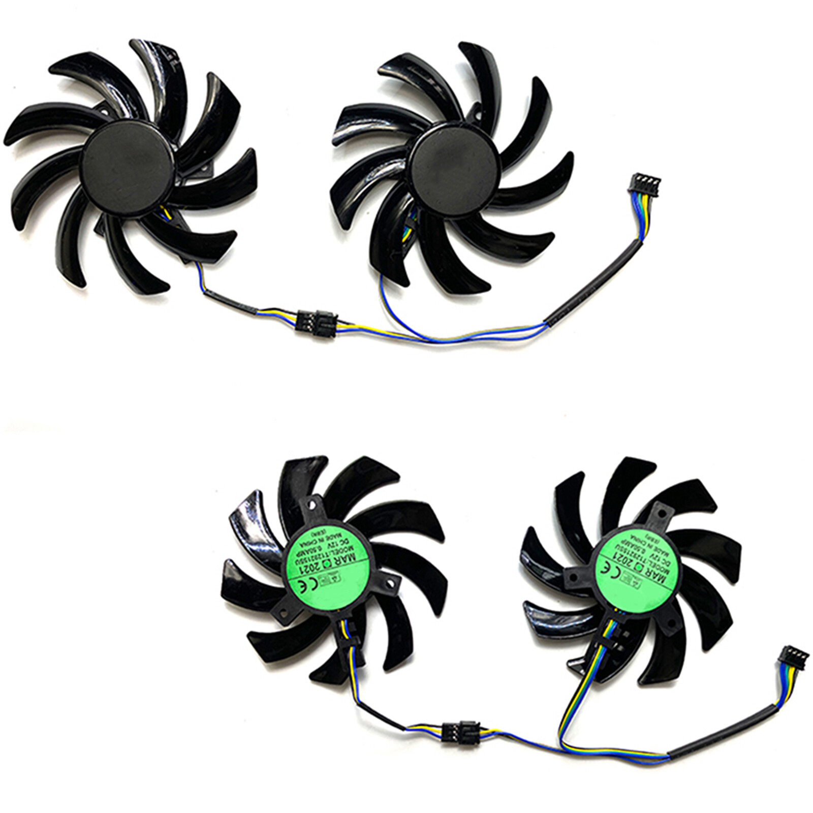 2pcs Cooling Fans For POWERCOLOR RX7600 8GB Fighter Graphics Card