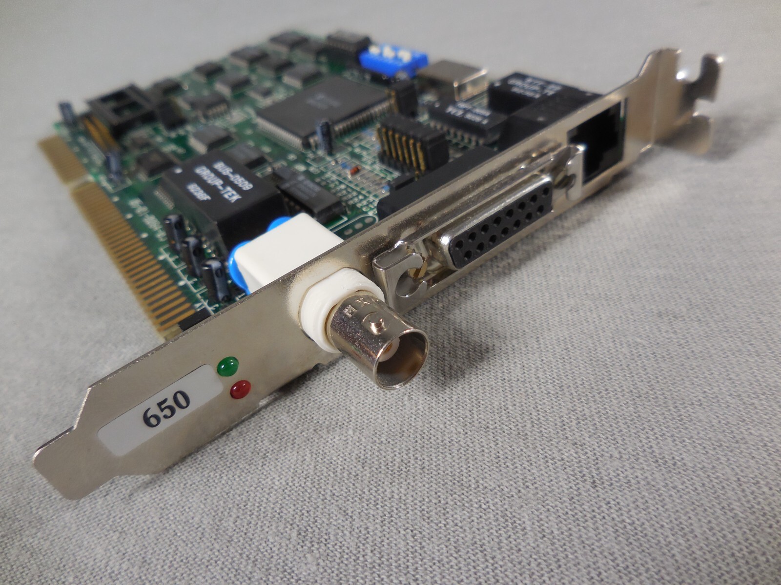 Vintage Ether 2/6 Ethernet Card with BNC Coaxial Connector RJ45 DB15