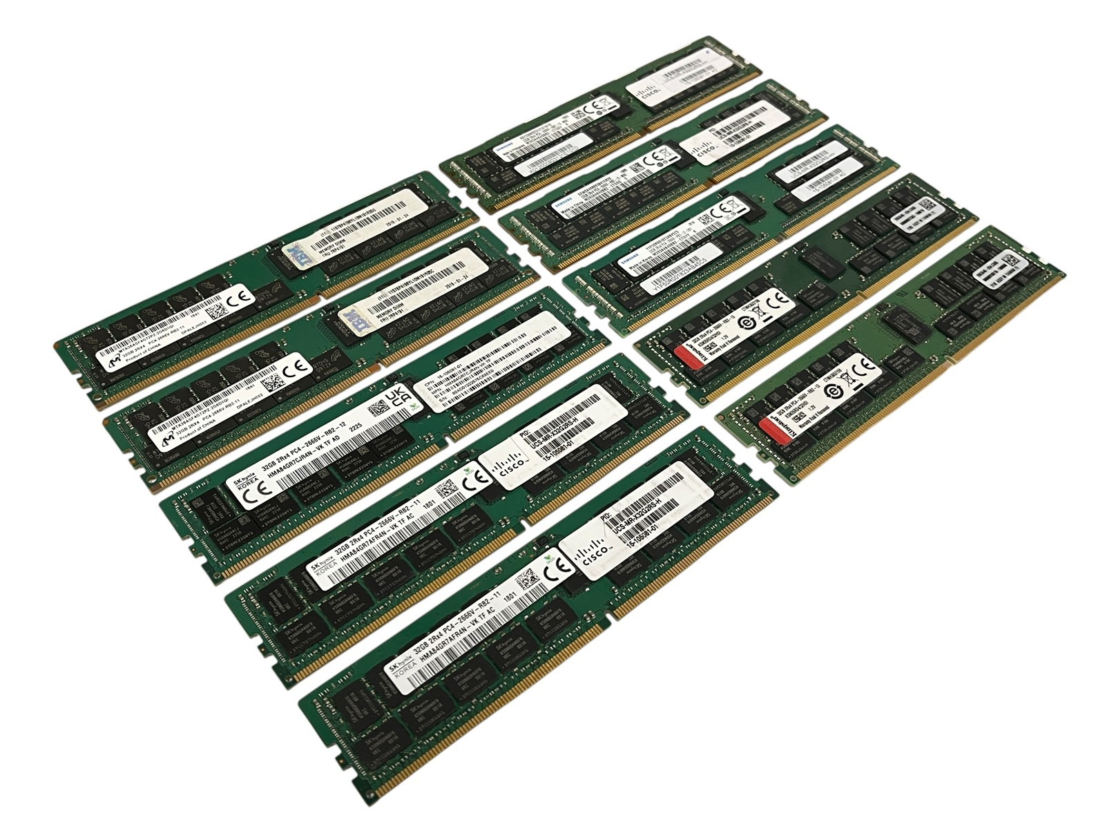 LOT 10: Mixed Brand 32GB 2666V DDR4-2666 PC4-21300 2Rx4 ECC RDIMM Server Memory