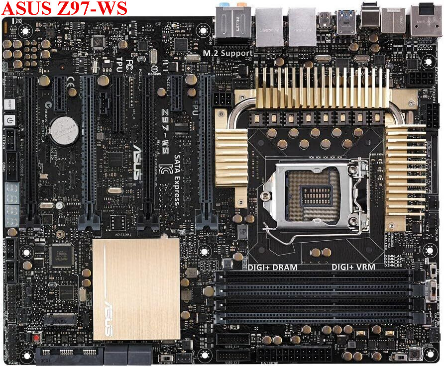 LGA1150 Motherboard ASUS Z97-WS DDR3 Dual LAN PCIe 3.0 HDMI/DP USB3.0 Multi-GPU