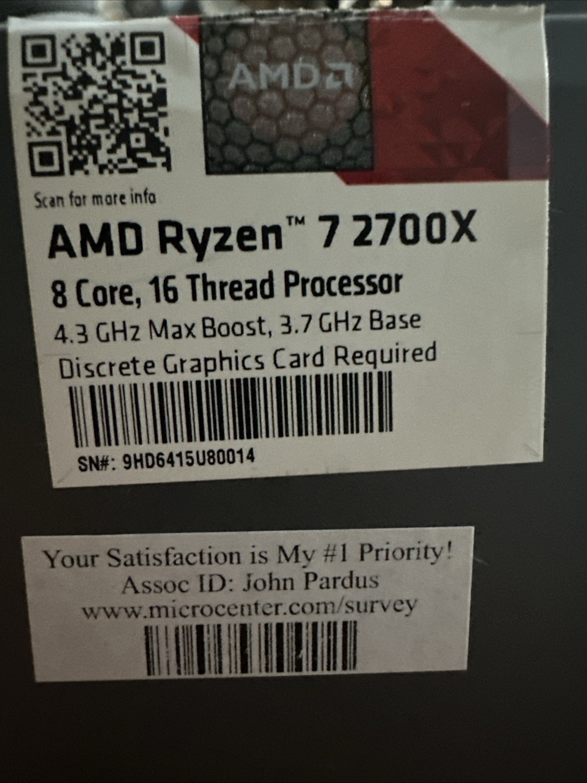 AMD Ryzen 7 1700X 3.8GHz Eight Core (YD170XBCAEWOF) Processor