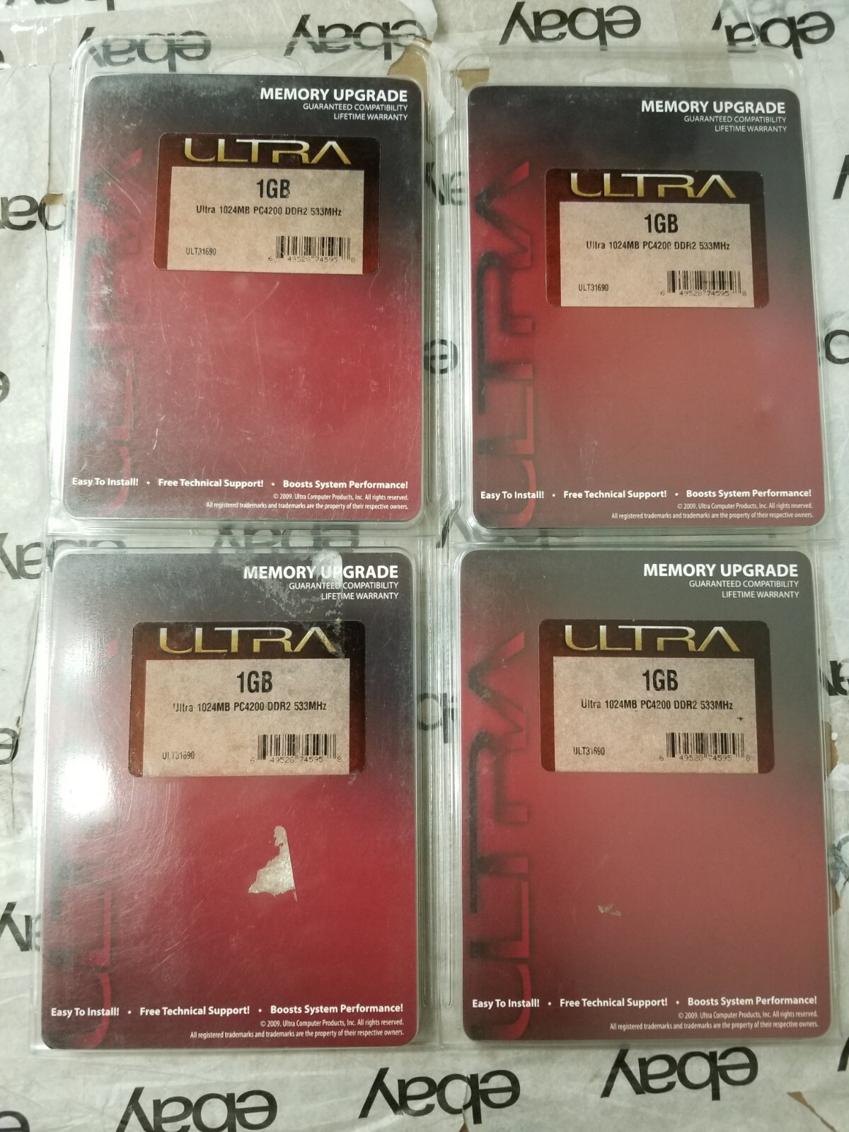 4GB 4x1GB PC2 5300 MICRON MT8HTF12864AZ-667H1 DDR2-667 DESKTOP MEMORY KIT DIMM