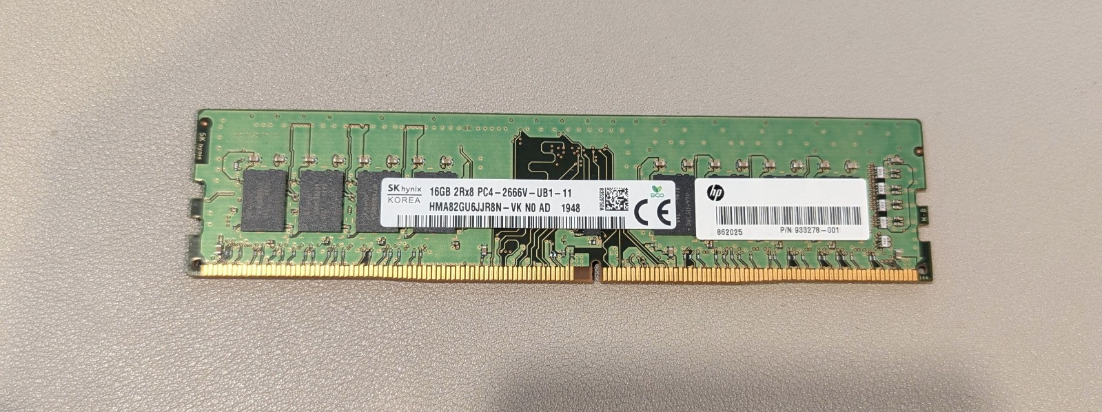 SK Hynix 16GB DDR4 2666MHz PC4-2666V UDIMM Desktop RAM HMA82GU6JJR8N-VK HP