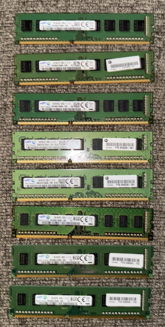 Lot of 8 Samsung Electronics 40GB TOTAL PC3-12800E/12800U Server Memory RAM