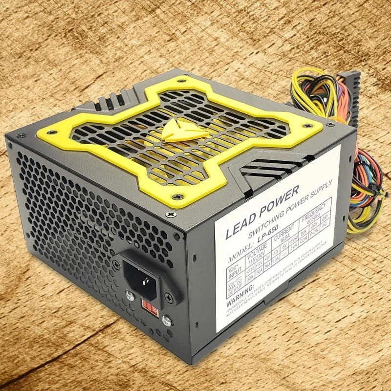NEW–(Lot of 3) Lead Power YELLOW 650w-MAX ATX PS 12cm-Fan 20+4Pin SATA & 6-Pin