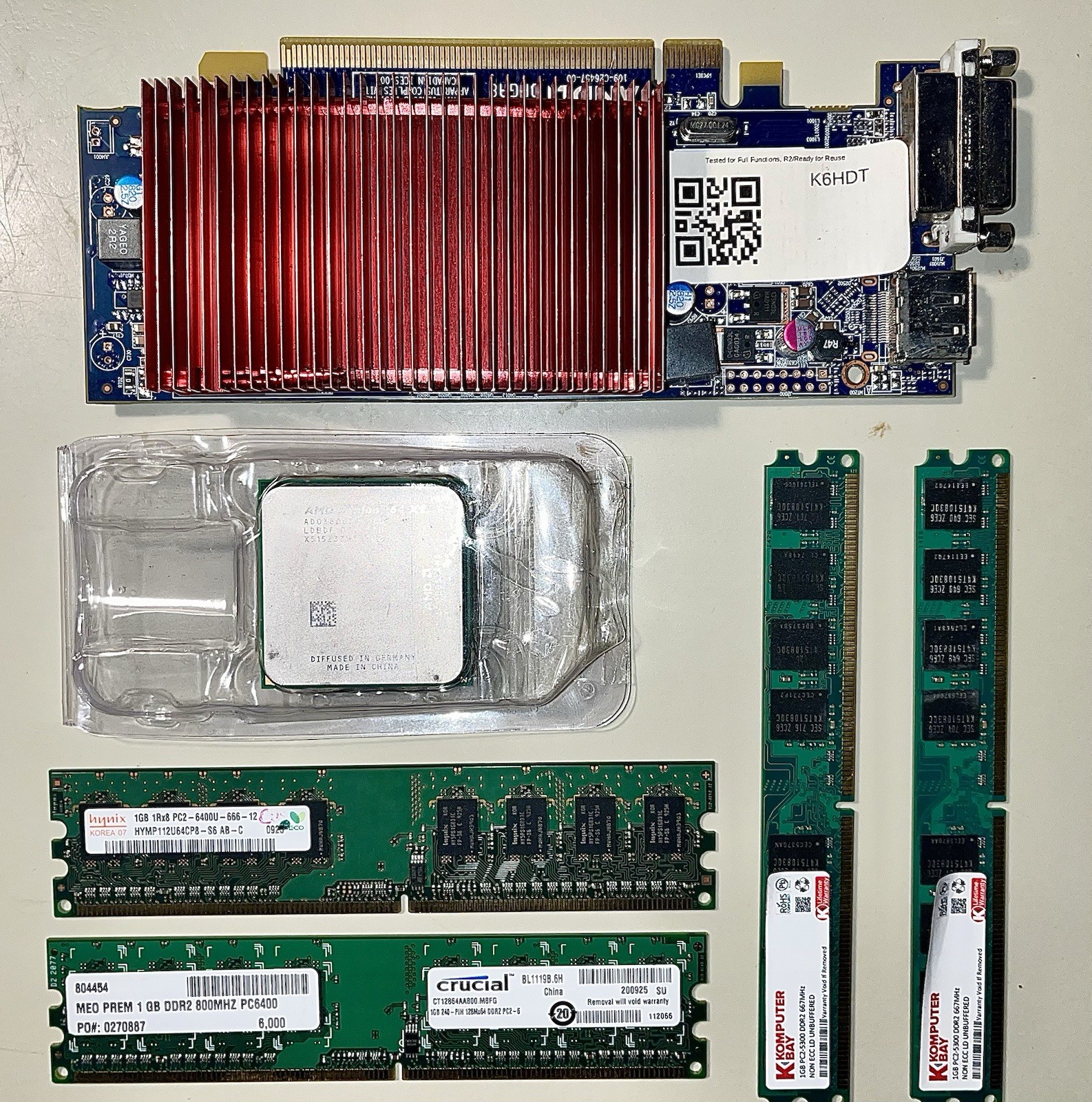 AMD GPU, Athlon 64 X2 3800 CPU, 4 pc 1gb Ram lot: Komputer Bay, Crucial & Hynix!
