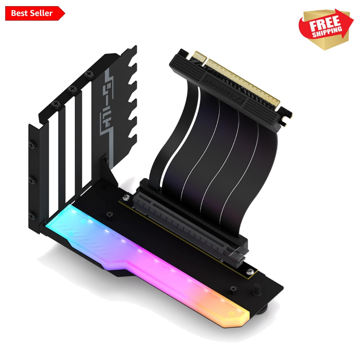 Vertical GPU Mount with High-Speed PCIE 4.0 Riser Cable, ARGB Module, 115mm/4…