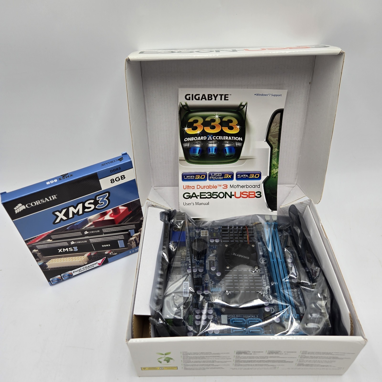 Gigabyte GA-E350N-USB3 Mini-ITX Ultra Durable3 Motherboard w/8GB xtra Memory NEW
